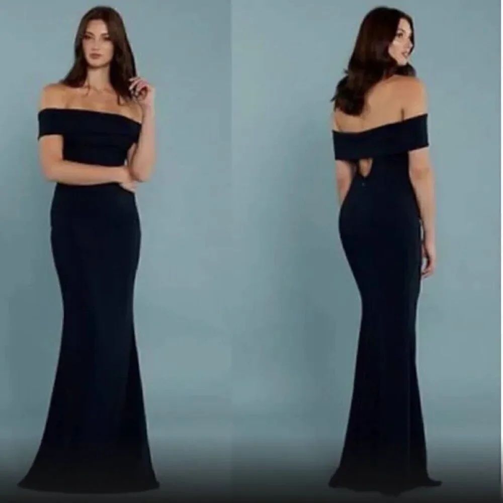 Katie May Legacy gown Navy blue cut out on back E UC size 16